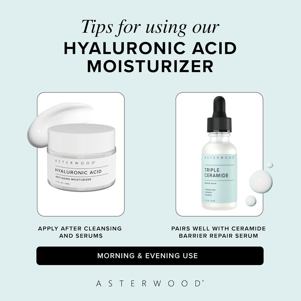 Asterwood Naturals Triple Repair Serum 1oz + Hyaluronic Acid Moisturizer