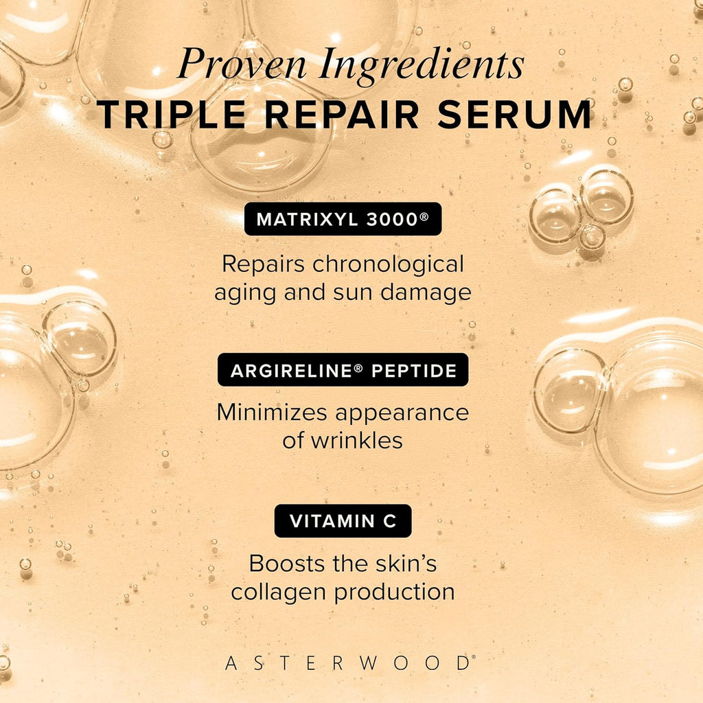 Asterwood Naturals Triple Repair Serum 1oz + Hyaluronic Acid Moisturizer